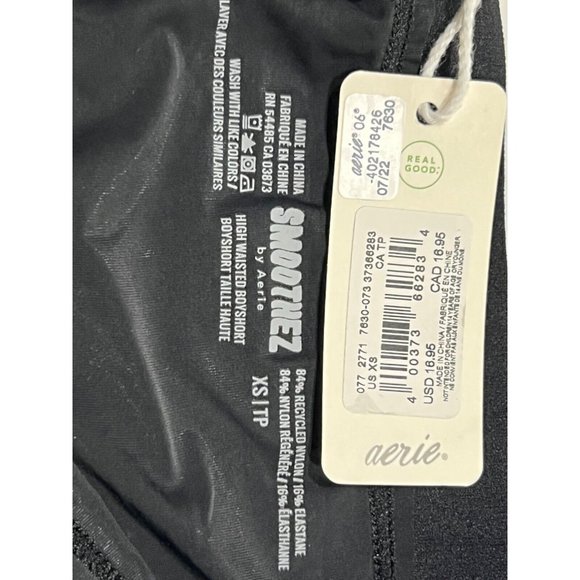 NWT AERIE Smoothez High Waisted Boyshort Pantie Sz XS Black - Picture 3 of 3